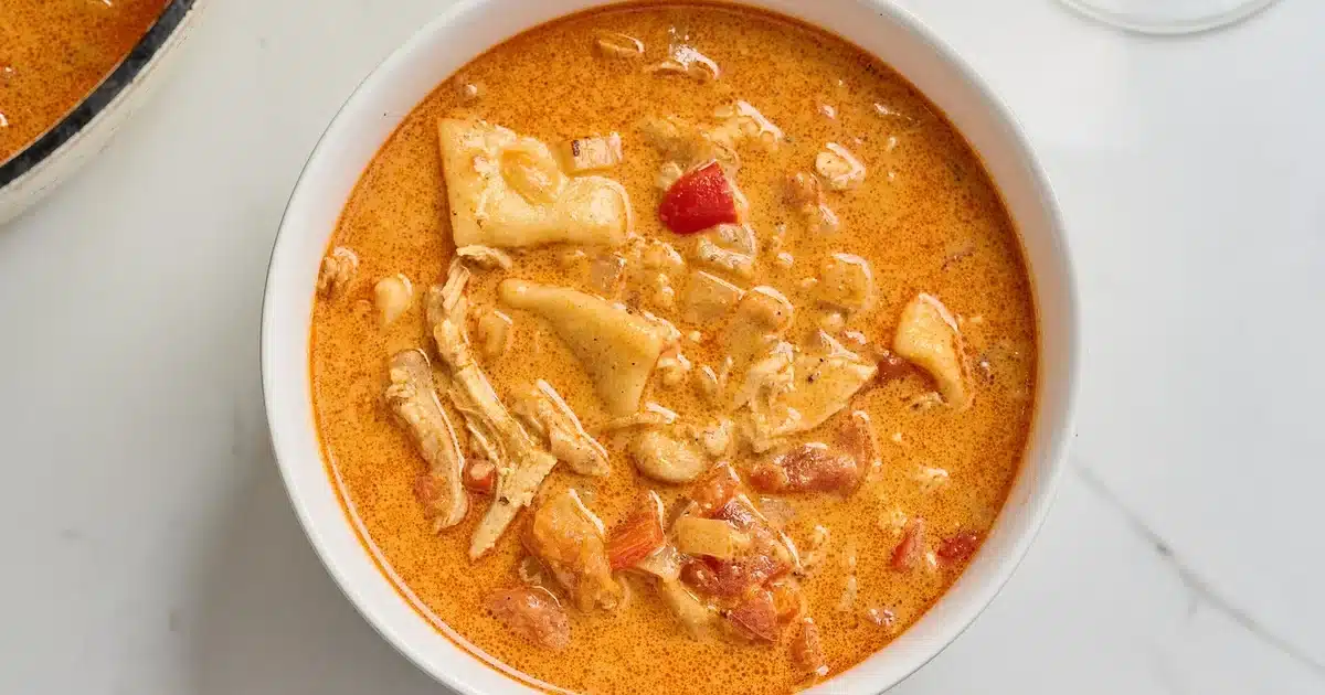 Soupe de poulet et quenelles à la paprikash